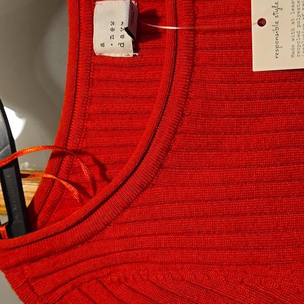 Red Long Sleeve Ribbed Top A New Day New Tag Attached Womens Fitted Xs - Picture 8 of 9